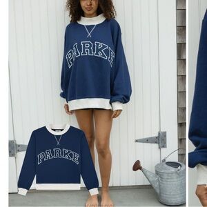 Parker Navy and White Women's Crew Neck Sweater